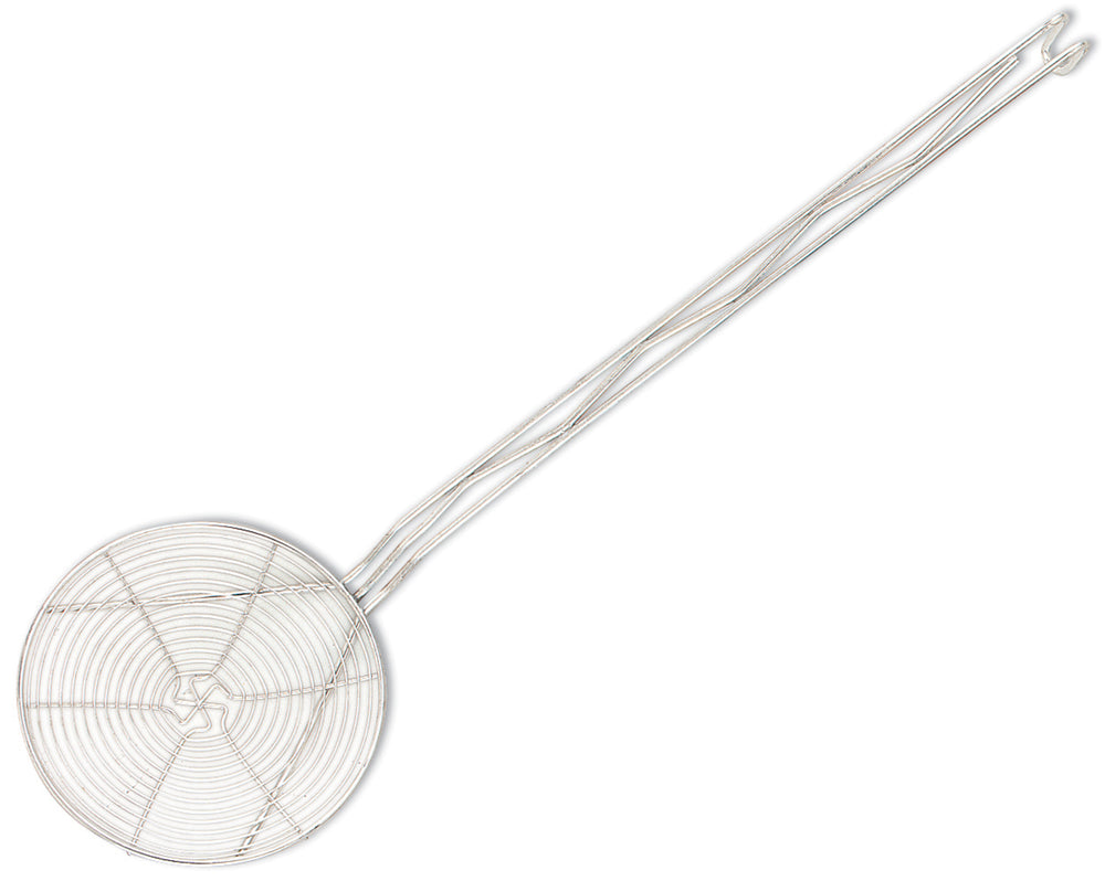 Browne 1309 Nickel-Plated Spiral Wire Round Skimmer with 9" dia. Blade and 17-3/5" Hooked Handle