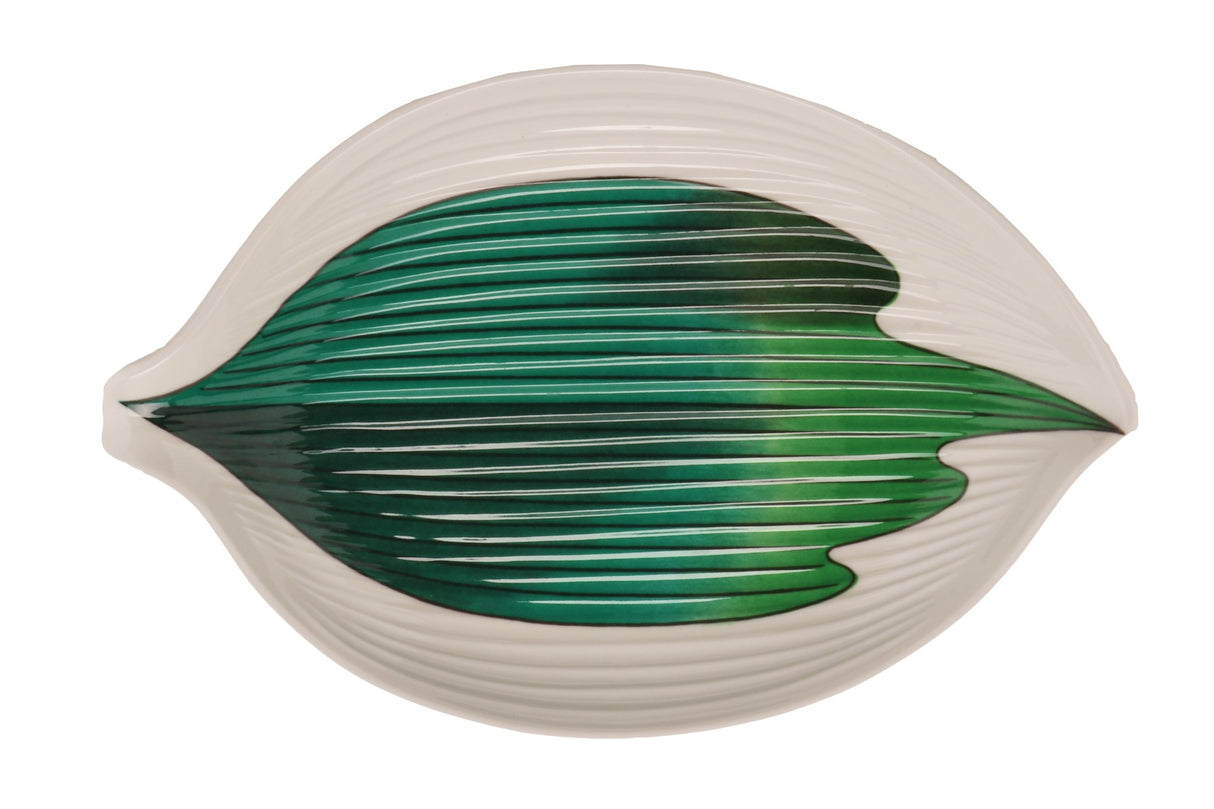 GET 133-21-CO Contemporary Melamine Leaf Plate 8" - Green/White - 12/Case