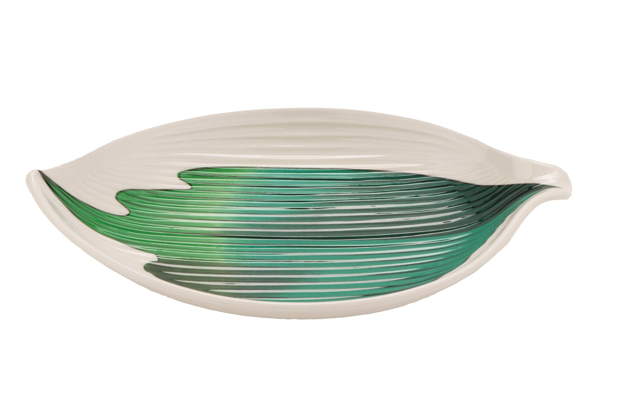 GET 133-21-CO Contemporary Melamine Leaf Plate 8" - Green/White - 12/Case
