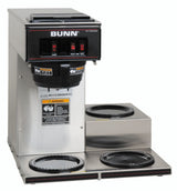 Bunn 13300.0003 VP17-3 Stainless Steel Three Station Pourover Decanter Coffee Maker with 3 Lower Warmers - 3.8 gal./hr