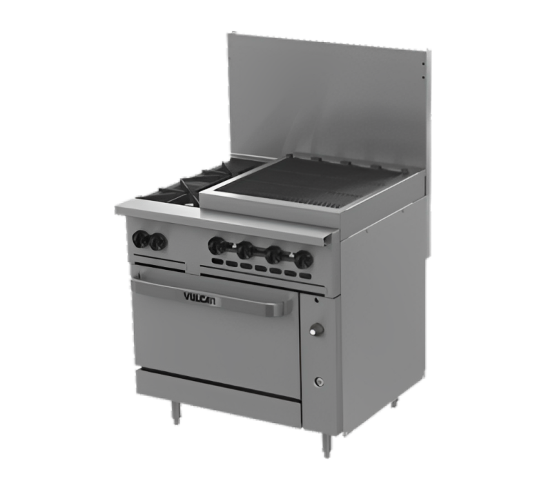 Vulcan 36C-2B24CBP Endurance LP Range 2 Burner w/ Charbroiler & Convection Oven 36" - 159,000 BTU