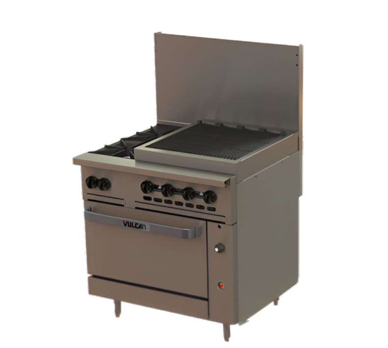 Vulcan 36S-2B24CBP Endurance LP Range 2 Burner w/ Charbroiler & Standard Oven 36" - 159,000 BTU