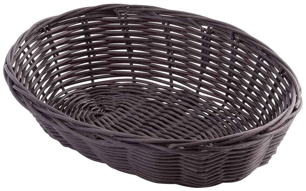 TableCraft 1474 Handwoven Ratan Oval Serving Basket 9" x 6" x 2-1/4" - Brown - 12/Case