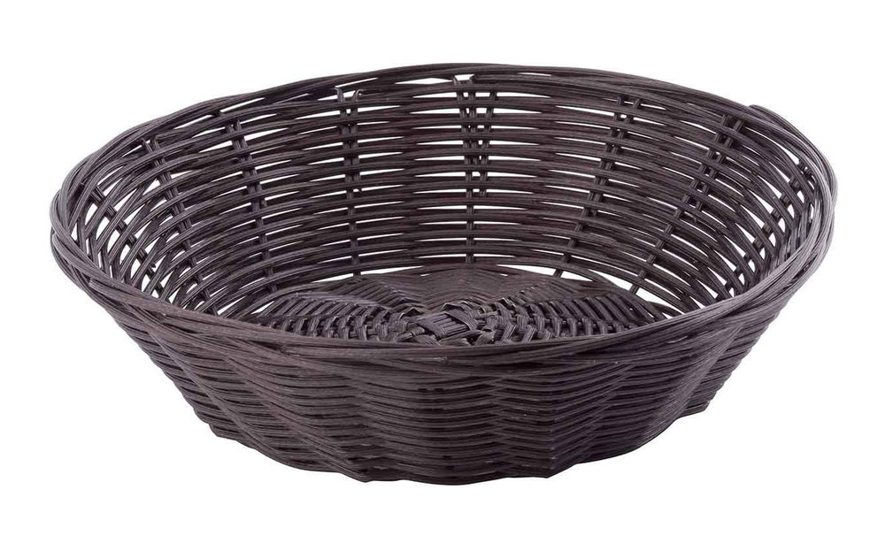 TableCraft 1475 Polypropylene Cord Handwoven Round Basket 8-1/2" dia. X 2-1/4"H - Brown