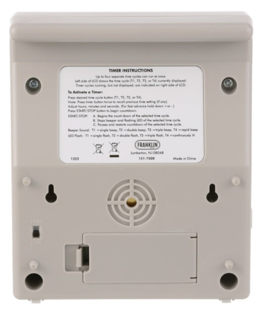FMP 151-7500 White 10 Hour Countdown 4-In-1 Digital Timer 7"H
