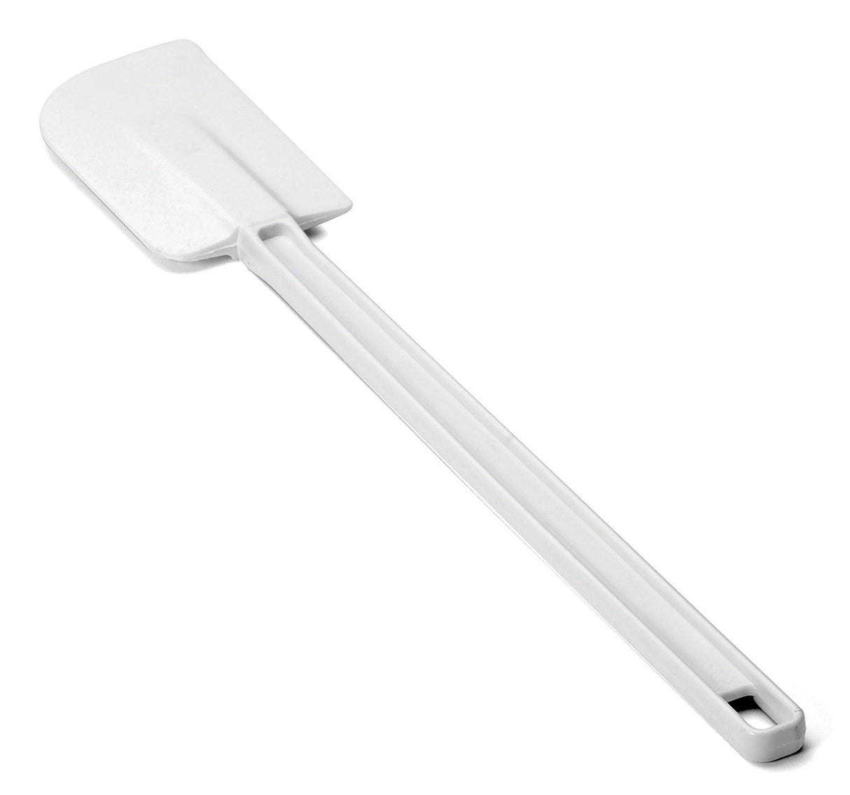 TableCraft 1516 Low-Heat Rubber Spatula with Flat Blade and White Polystyrene Handle 16" - 24/Case