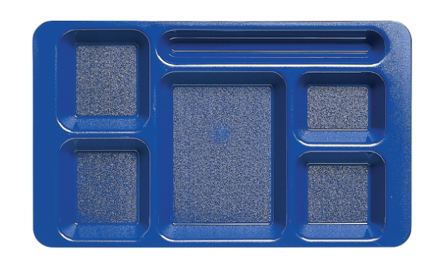 Cambro 1596CW186 Plastic Rectangular Tray w/ (6) Compartments, 9" x 15", Navy Blue - 24ea/Case