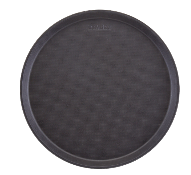 Cambro 1600CT110 16" Round Camtread Serving Tray - Fiberglass, Black Satin - 12ea/Case