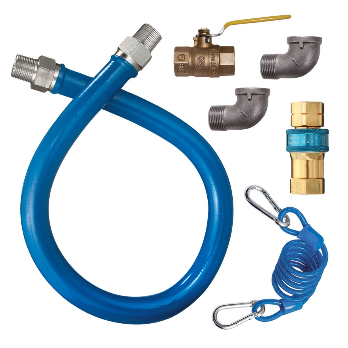 Dormont 16125KIT48 Blue Hose Moveable 48" Gas Connector Kit with 1-1/4" Male/Male Couplings