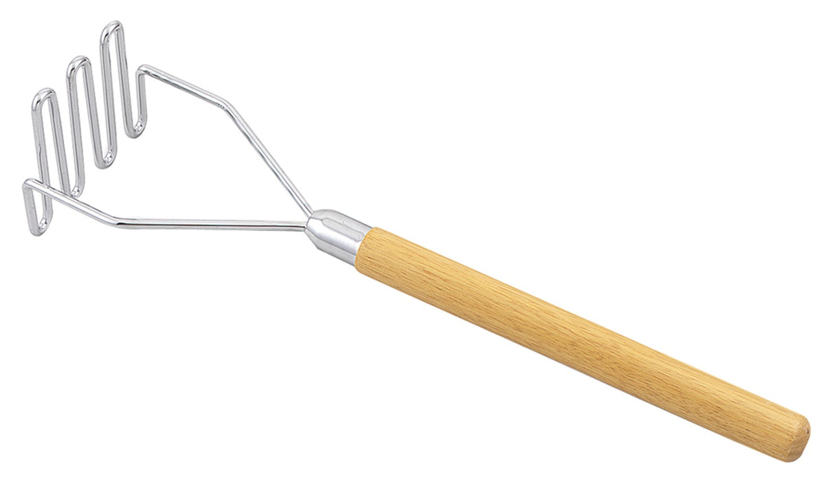Browne 1623 Nickel-Plated Metal Potato Masher with 5" Square Face and Hardwood Handle 23"