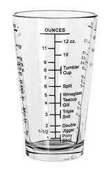 Libbey 1639/1918M Restaurant Basics Stackable Measuring / Mixing Glass with Capacity Markings on Both Sides 16 oz. - Clear - 8/Case