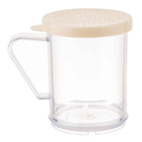 TableCraft 166A Plastic Dredge / Shaker with Handle and Beige Snap-Top "Salt & Pepper" Lid 10 oz. - Clear - 12/Case
