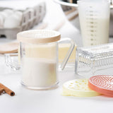 TableCraft 166A Plastic Dredge / Shaker with Handle and Beige Snap-Top "Salt & Pepper" Lid 10 oz. - Clear - 12/Case