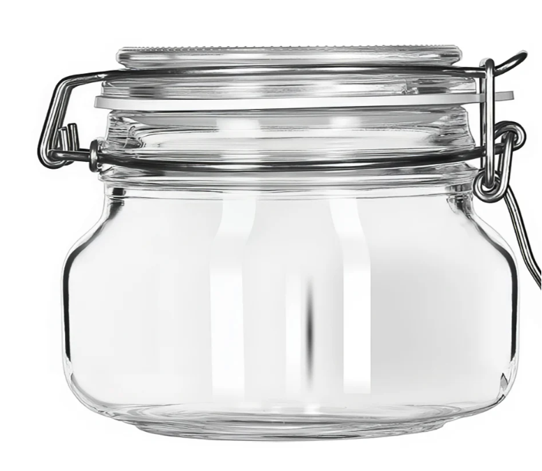 Libbey 17208836 17 oz Glass Jar - Clamp Lid, Large Opening, Rubber Seal