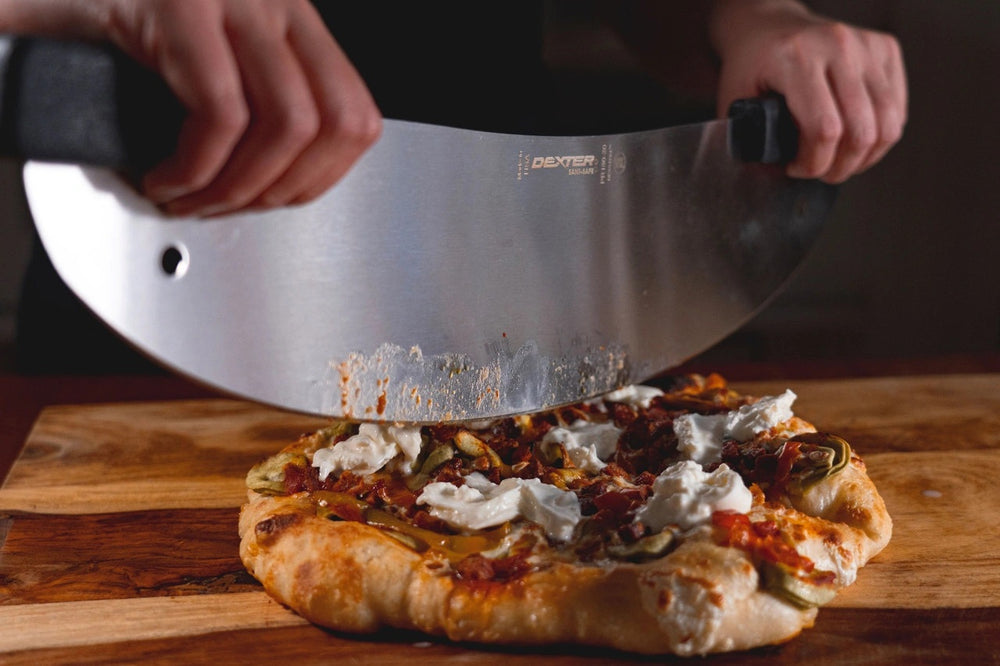 Dexter-Russell 18053 Sani-Safe Pizza Rocker / Pizza Cutter with Black Poly Dual Handle Grips 20" - 6/Case