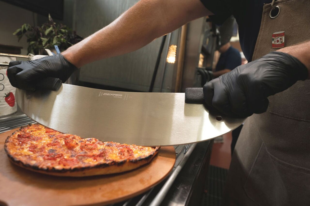 Dexter-Russell 18053 Sani-Safe Pizza Rocker / Pizza Cutter with Black Poly Dual Handle Grips 20" - 6/Case