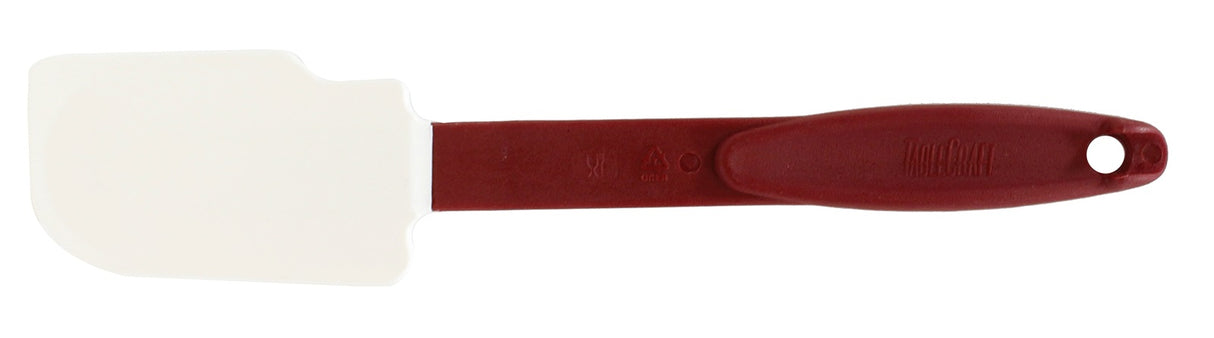 TableCraft 1862 High-Heat Silicone Spatula with Notched Blade and Red Nylon Handle 10-1/4" - 24/Case