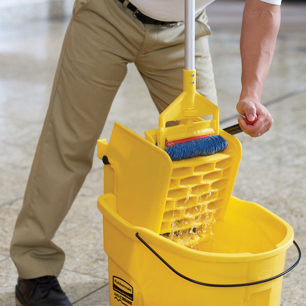 Rubbermaid 2031764 WaveBrake Mop Bucket Combo with Casters 35 qt. - Yellow