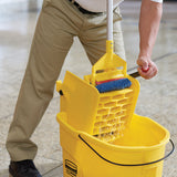 Rubbermaid 2031764 WaveBrake Mop Bucket Combo with Casters 35 qt. - Yellow
