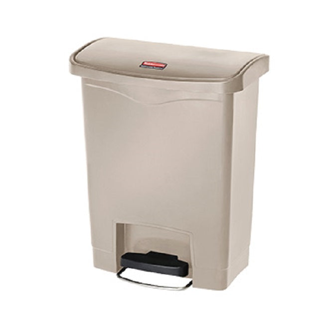 Rubbermaid 1883456 Slim Jim Resin Rectangular Front Step-On Trash Can 8 Gal. - Beige