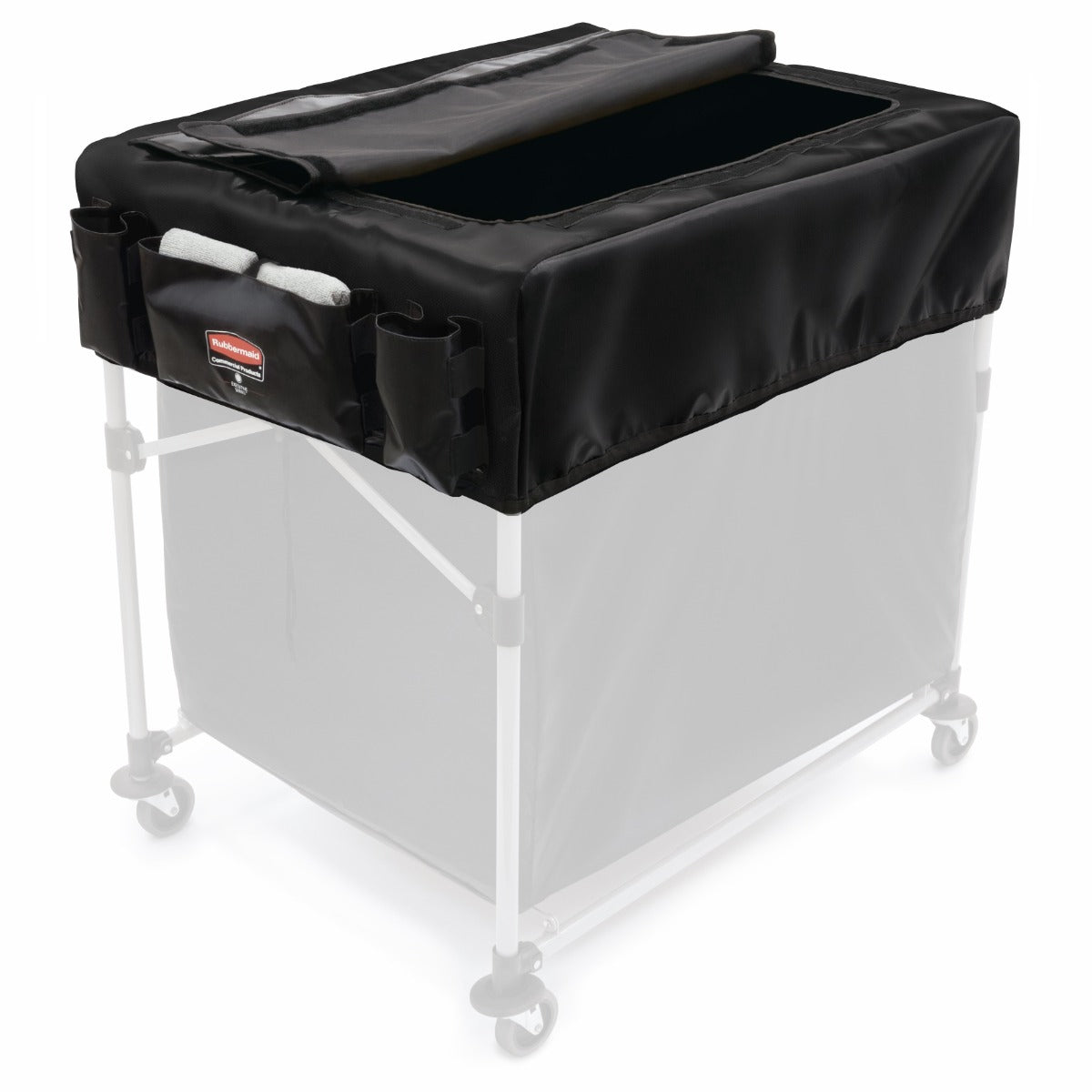 Rubbermaid 1889864 Large Black Laundry Cart Cover with Storage Pockets - for 8 Bushel Collapsible X-Cart