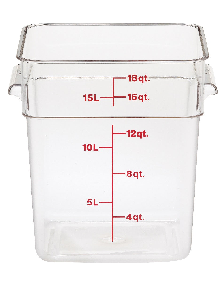 Cambro 18SFSCW135 CamSquare Food Container w/ Graduations 18 qt. Clear