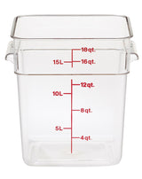Cambro 18SFSCW135 CamSquare Food Container w/ Graduations 18 qt. Clear