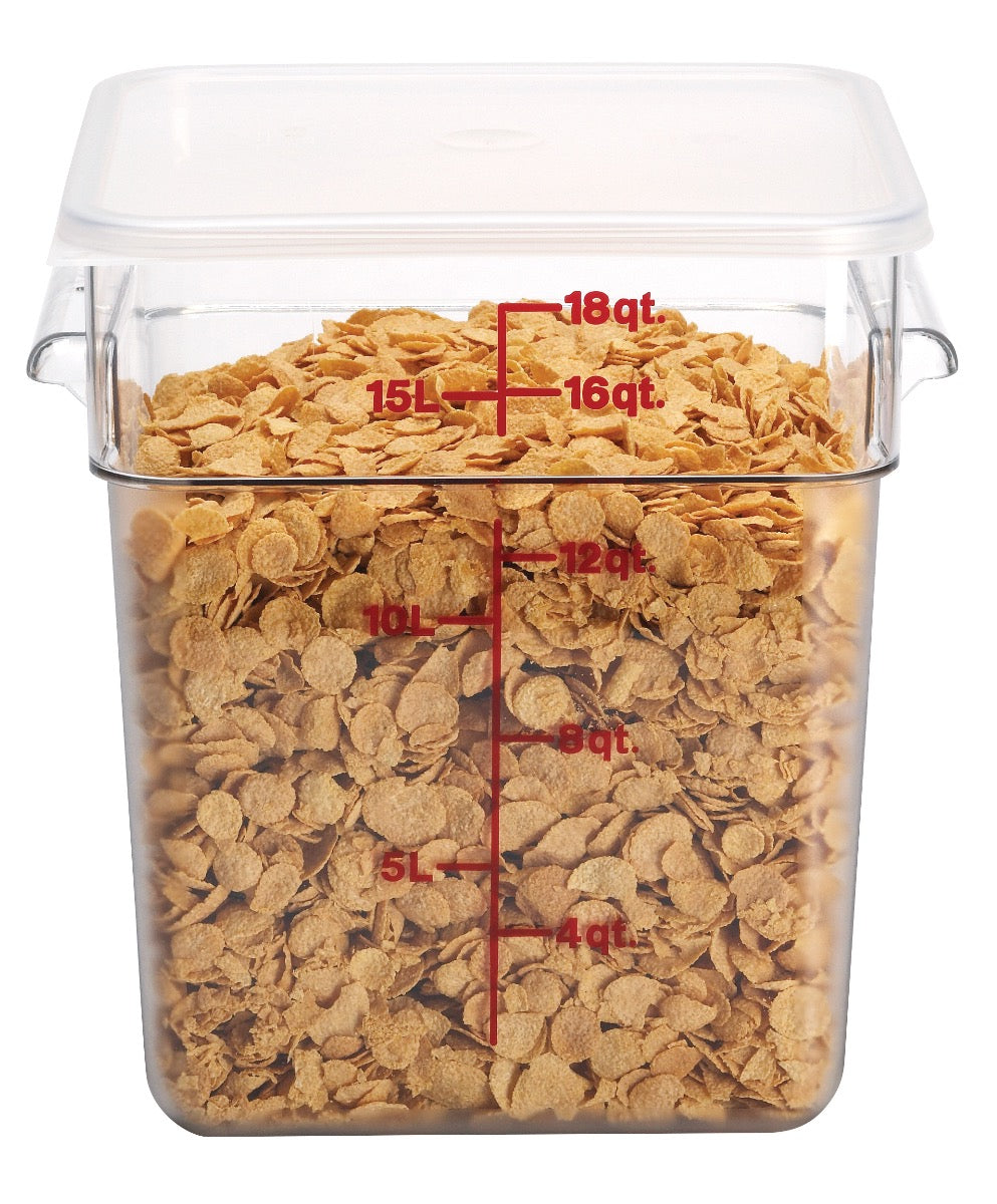 Cambro 18SFSCW135 CamSquare Food Container w/ Graduations 18 qt. Clear