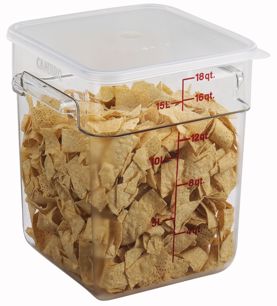 Cambro 18SFSCW135 CamSquare Food Container w/ Graduations 18 qt. Clear