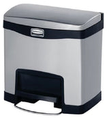 Rubbermaid 1901982 Slim Jim Stainless Steel Rectangular Front Step-On Trash Can 4 Gal. - Silver w/Black Trim