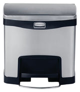 Rubbermaid 1901982 Slim Jim Stainless Steel Rectangular Front Step-On Trash Can 4 Gal. - Silver w/Black Trim