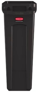 Rubbermaid 1956187 Vented Slim Jim Rectangular Waste Container / Trash Can 23 Gal. - Brown