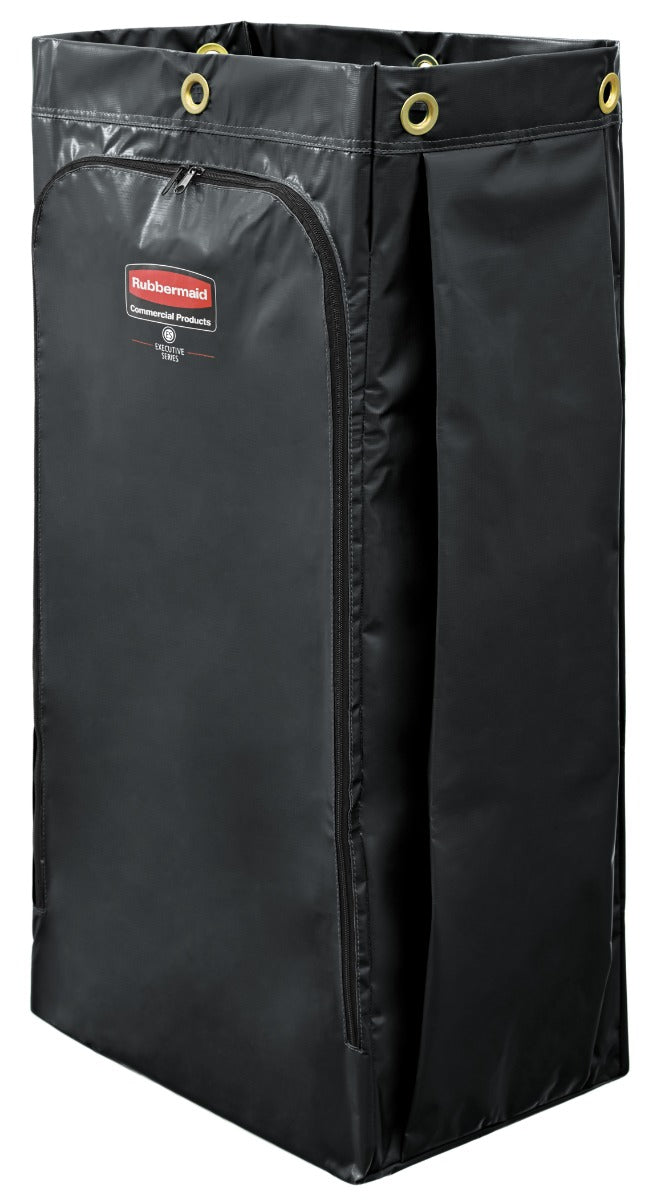 Rubbermaid 1966886 Janitorial Cart Vinyl Replacement Bag with Zipper 34 Gal. - Black