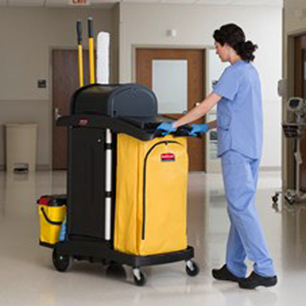 Rubbermaid 1966886 Janitorial Cart Vinyl Replacement Bag with Zipper 34 Gal. - Black