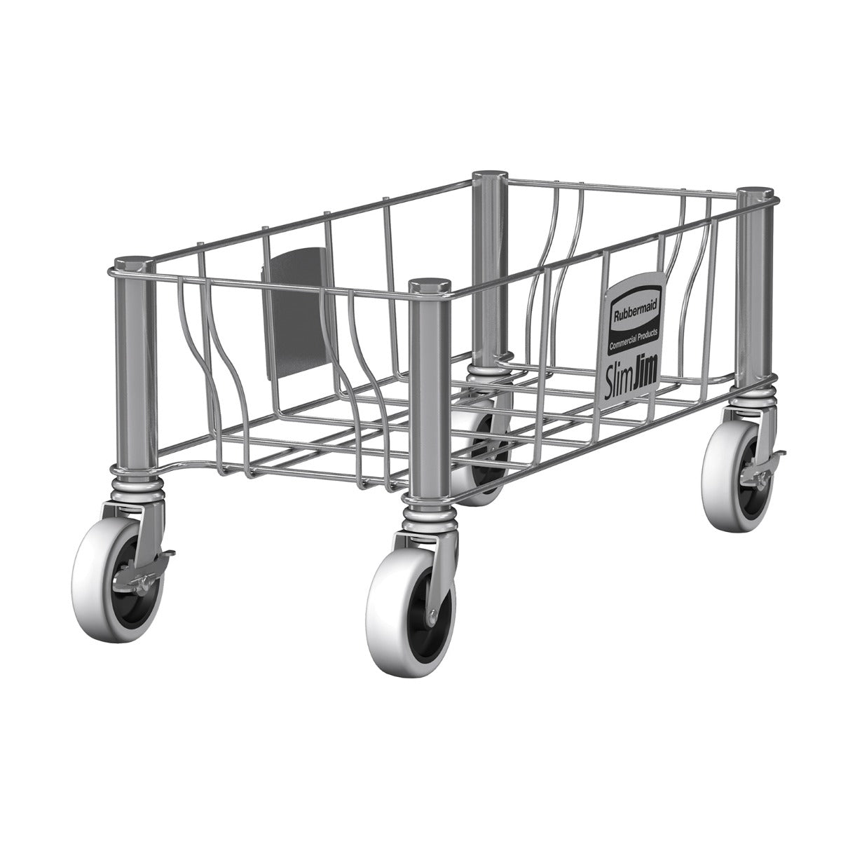 Rubbermaid 1968468 Slim Jim Single Stainless Steel Wire Trash Can Dolly - Holds (1) Slim Jim Container