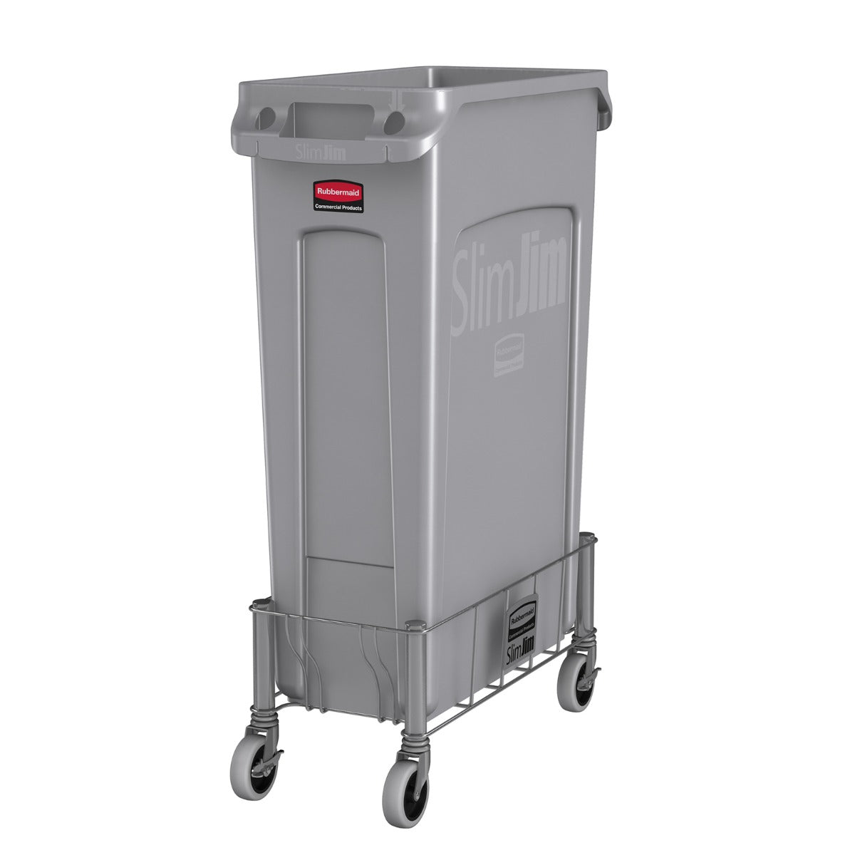 Rubbermaid 1968468 Slim Jim Single Stainless Steel Wire Trash Can Dolly - Holds (1) Slim Jim Container