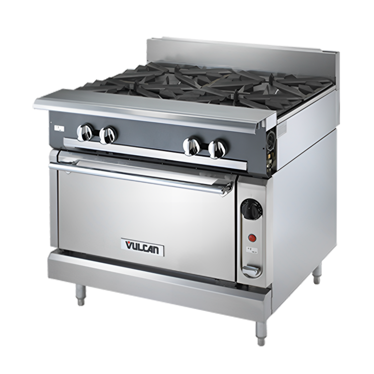Vulcan V2BG4T V Series Heavy Duty Modular Natural Gas Thermostatic Range w/ 2 Burners & Right Side Griddle 36" - 130,000 BTU