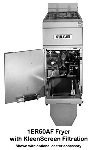Vulcan 1ER50AF Electric Floor Fryer with Analog Controls and KleenScreen Filtration - Holds 50 lbs. - 208/3-ph, 17kW