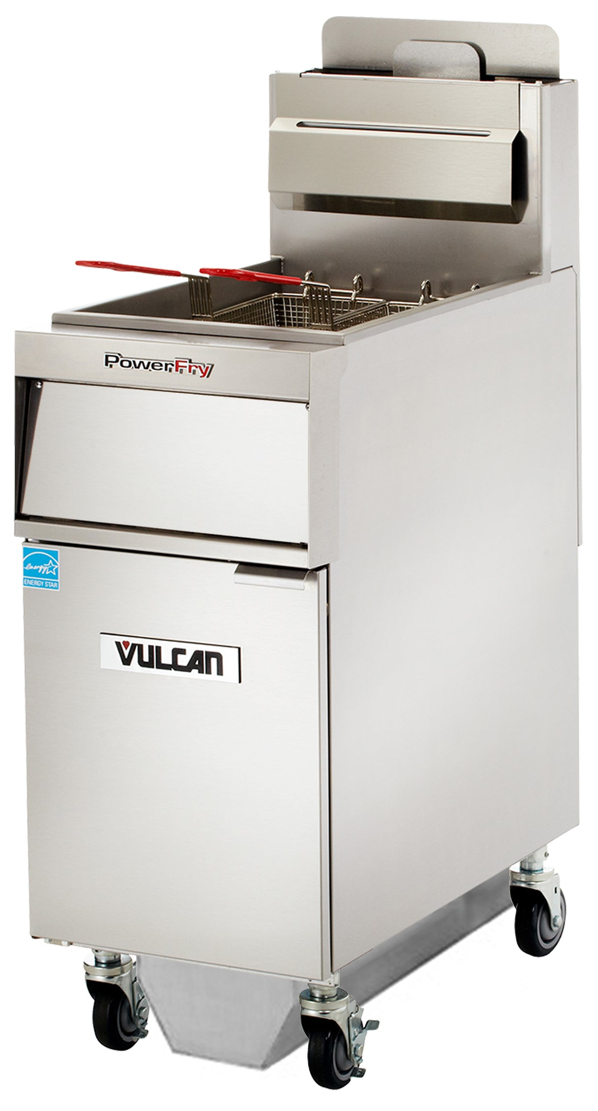 Vulcan 1TR45AF One Bank Natural Gas Floor Fryer with PowerFry3, Solid State Analog Control, and KleenScreen Filtration - Holds 45 to 50 lbs. - 70,000 BTU