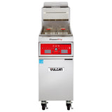 Vulcan 1VK45C One Bank Natural Gas Floor Fryer with PowerFry 5 and Computer Controls - Holds 45 to 50 lbs. - 70,000 BTU