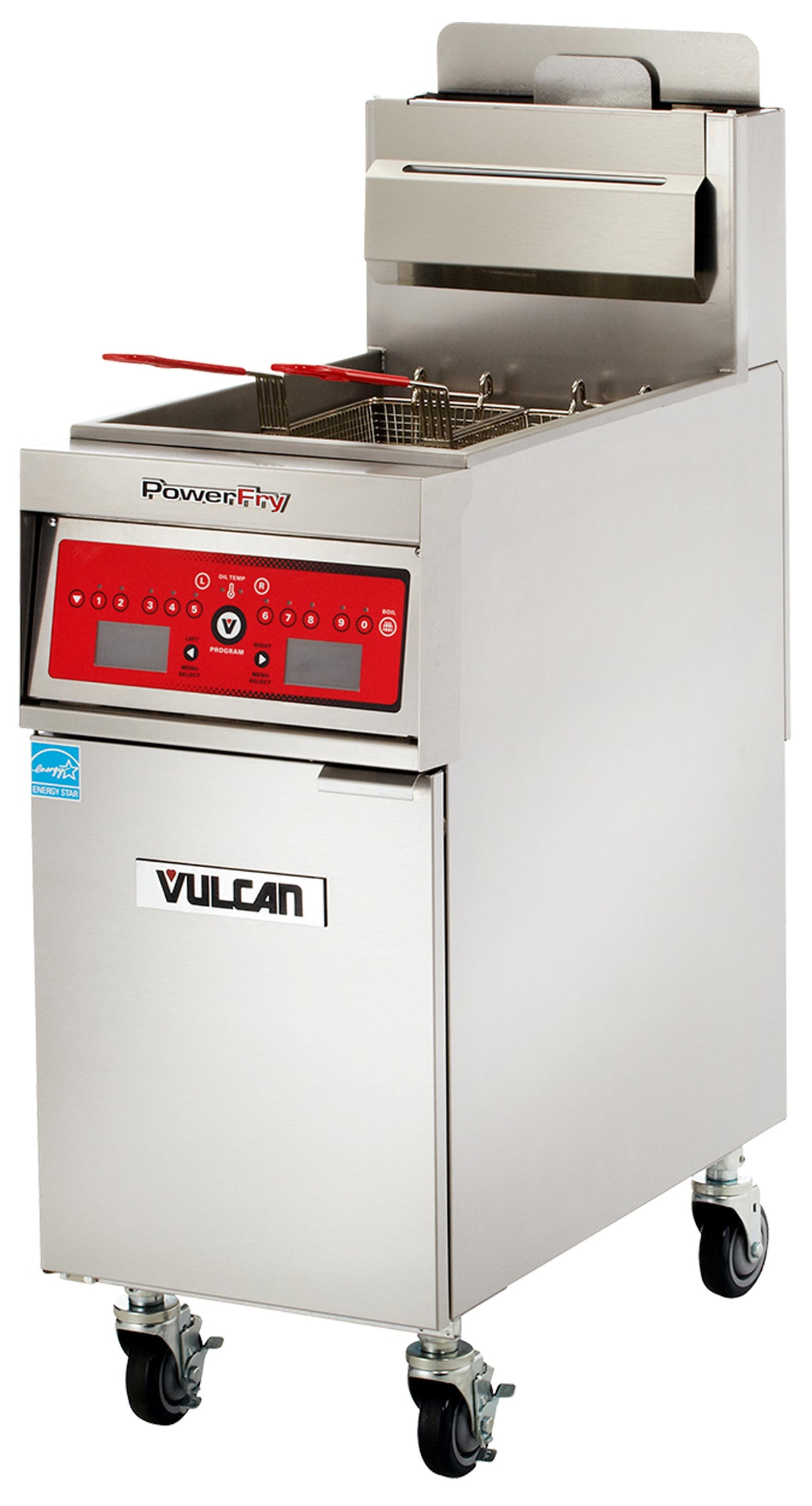 Vulcan 1VK45C One Bank Natural Gas Floor Fryer with PowerFry 5 and Computer Controls - Holds 45 to 50 lbs. - 70,000 BTU