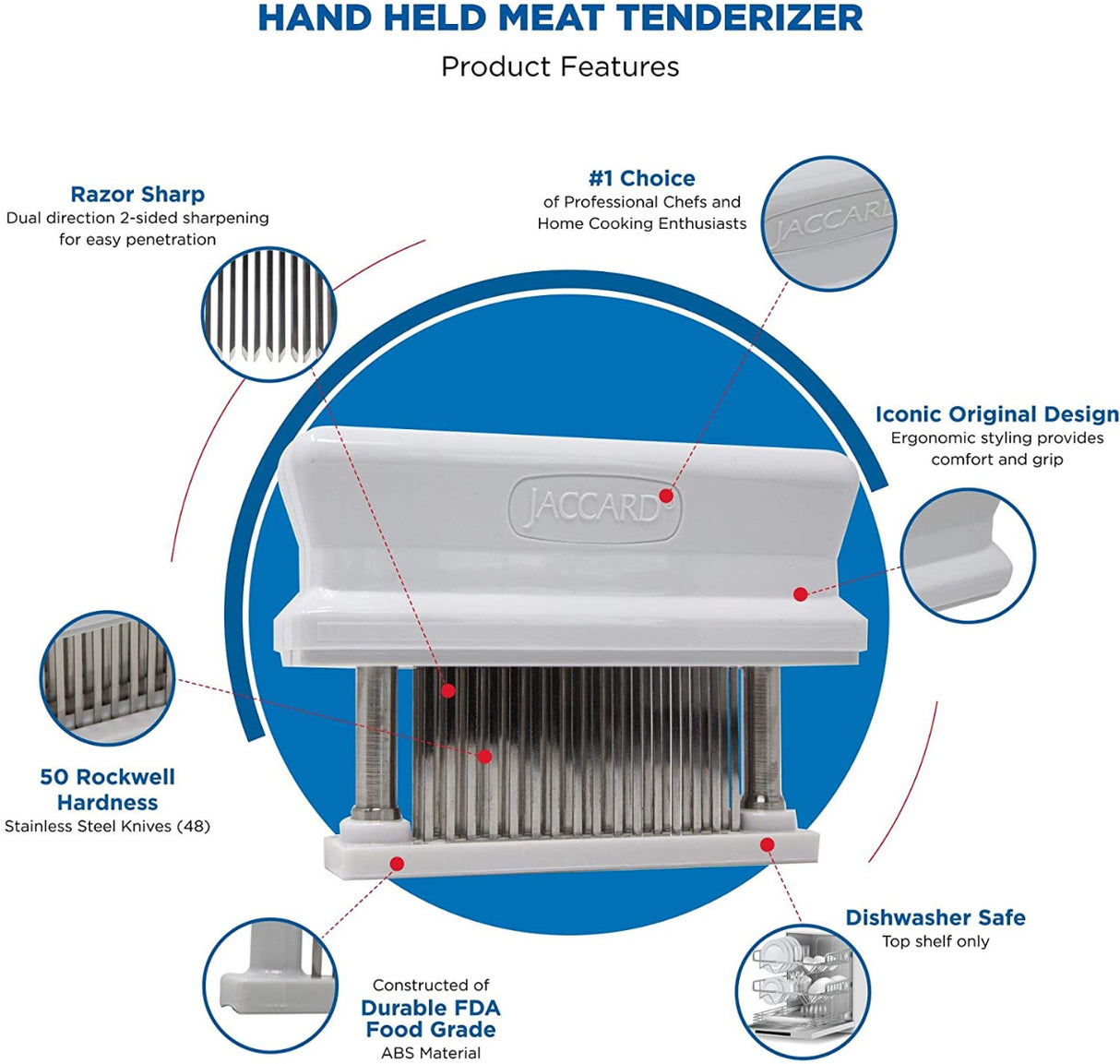 Jaccard 200348 Original Super 3 Hand-Held Meat Tenderizer - 48 Knives