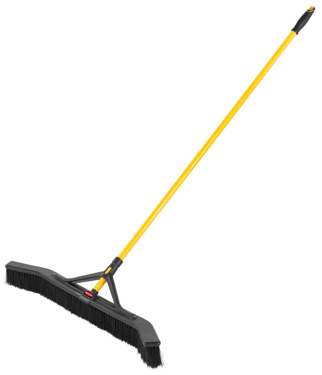 Rubbermaid 2018728 Maximizer Push-to-Center Plastic Push Broom 36"W with Polypropylene Bristles and 55"L Steel Handle