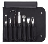 Dexter-Russell 20207 iCUT-PRO 7-Piece Garnishing Tool Set with Black Vinyl Roll-Up Bag - 6/Case
