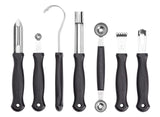 Dexter-Russell 20207 iCUT-PRO 7-Piece Garnishing Tool Set with Black Vinyl Roll-Up Bag - 6/Case
