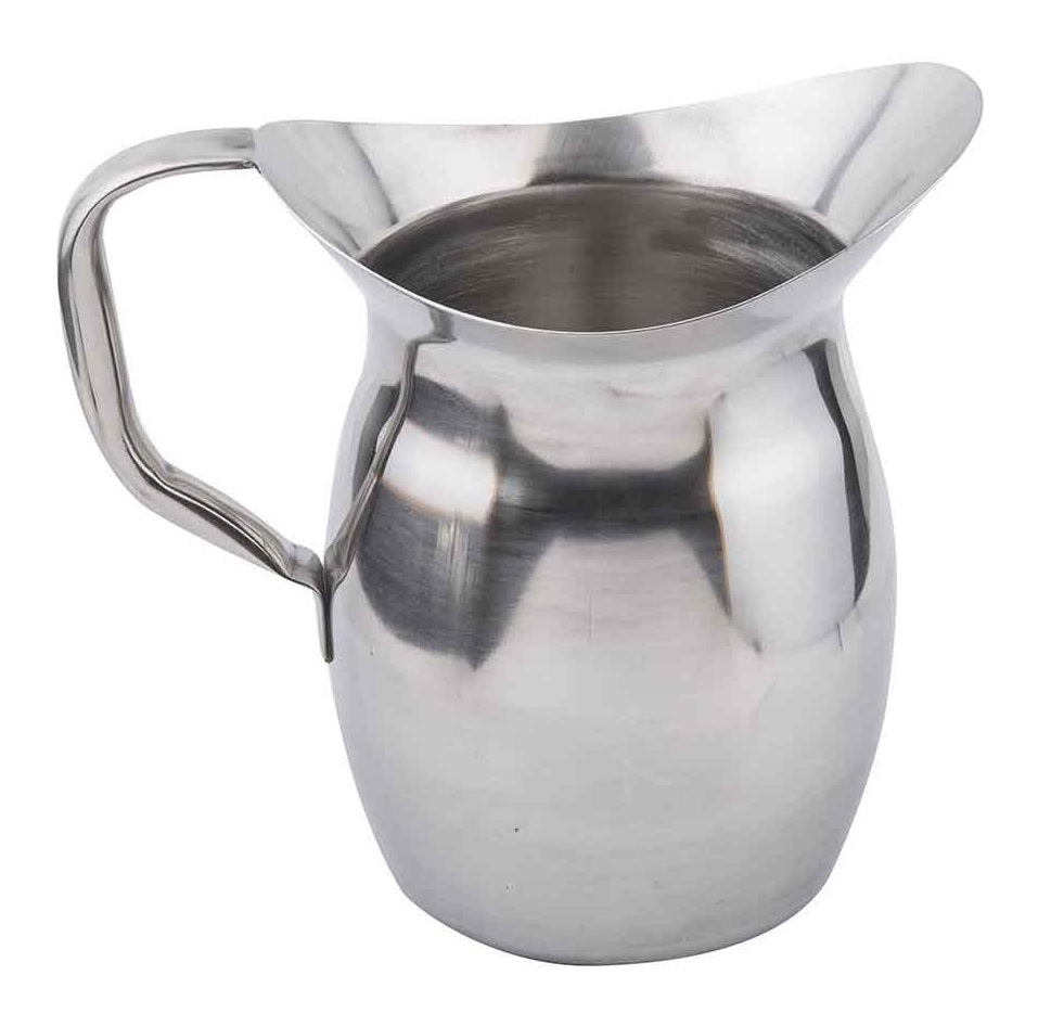 TableCraft 203 Mirror Finish Stainless Steel Bell Water Pitcher 3 qt. - 12/Case