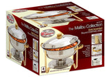 Winco 203 Malibu Gold Accented Stainless Steel Round Chafer with Lift-off Lid & Fuel Holder 4 qt.