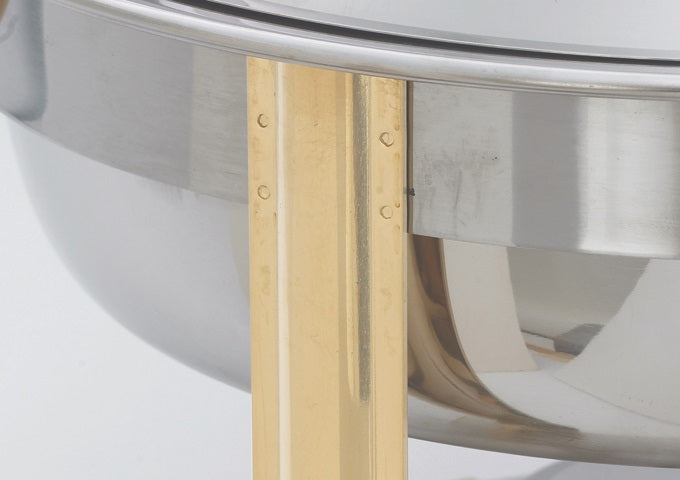 Winco 203 Malibu Gold Accented Stainless Steel Round Chafer with Lift-off Lid & Fuel Holder 4 qt.