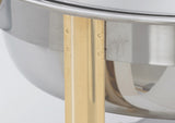 Winco 203 Malibu Gold Accented Stainless Steel Round Chafer with Lift-off Lid & Fuel Holder 4 qt.