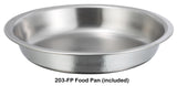 Winco 203 Malibu Gold Accented Stainless Steel Round Chafer with Lift-off Lid & Fuel Holder 4 qt.